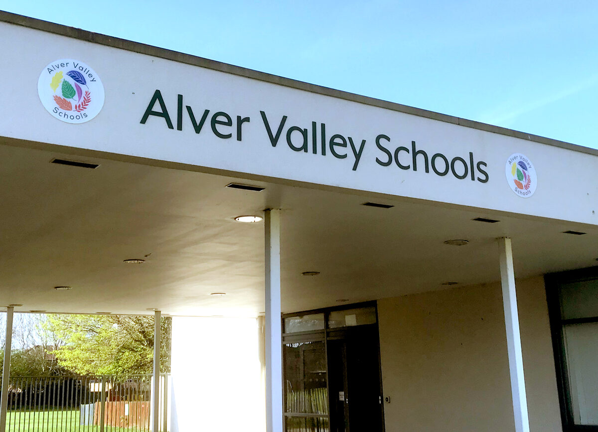 Logo and front signage for Alver Valley Schools, Gosport